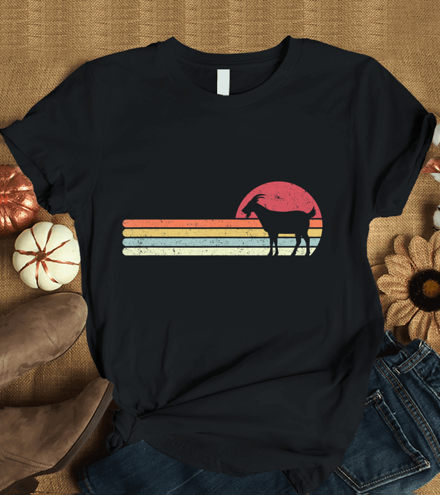 Goat Retro Style Sunset Stripes T-Shirt