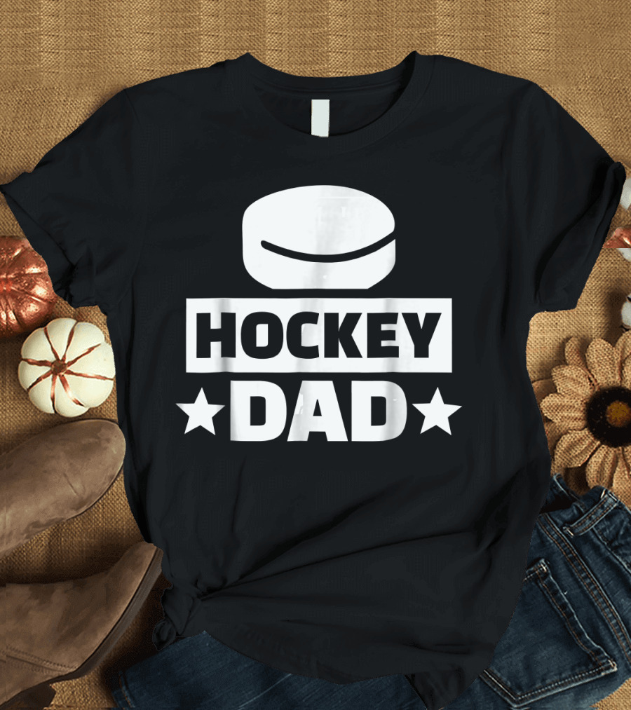 HOCKEY DAD Puck and Stars T-Shirt
