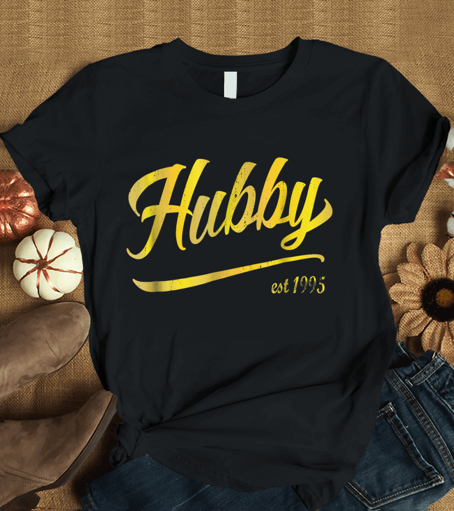 Hubby EST 1995 Gold Matching Wifey Pair T-Shirt