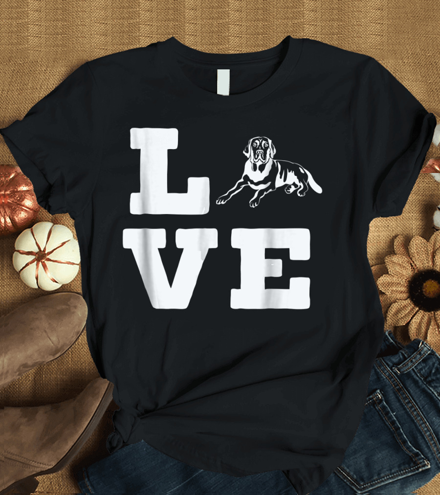 I Love My English Lab Cute Animal Lover Typography with Dog Image T-Shirt