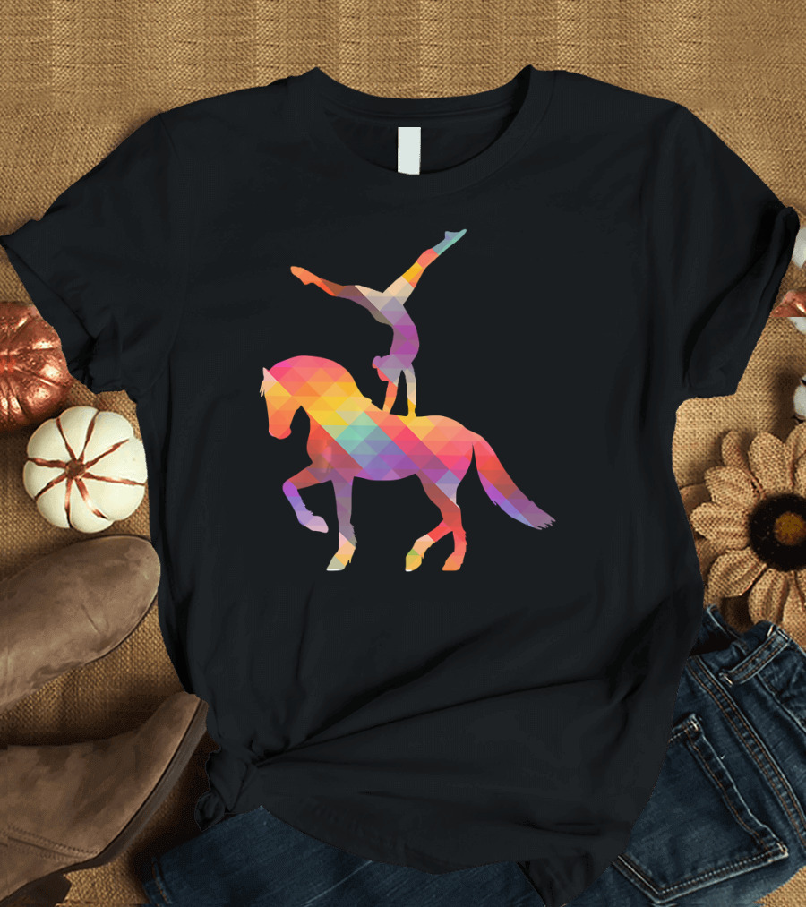 Colorful Geometric Vaulting On The Horse Equestrian Sport T-Shirt