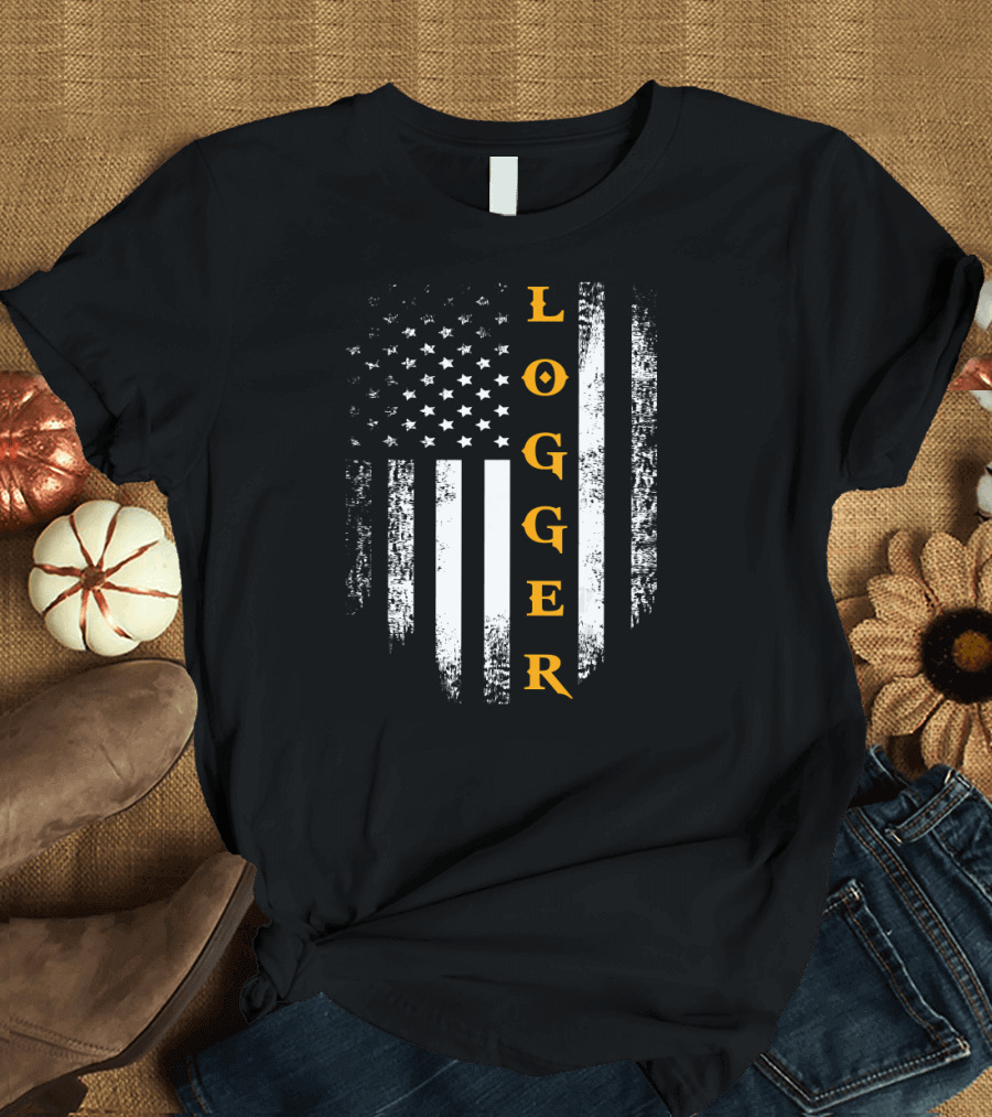 Vintage American USA Flag Logger T-Shirt