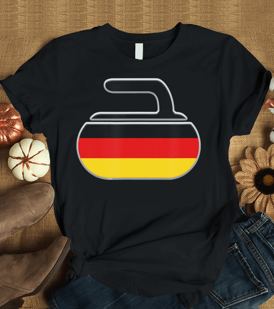Vintage Curling Stone Germany German Flag Curling T-Shirt