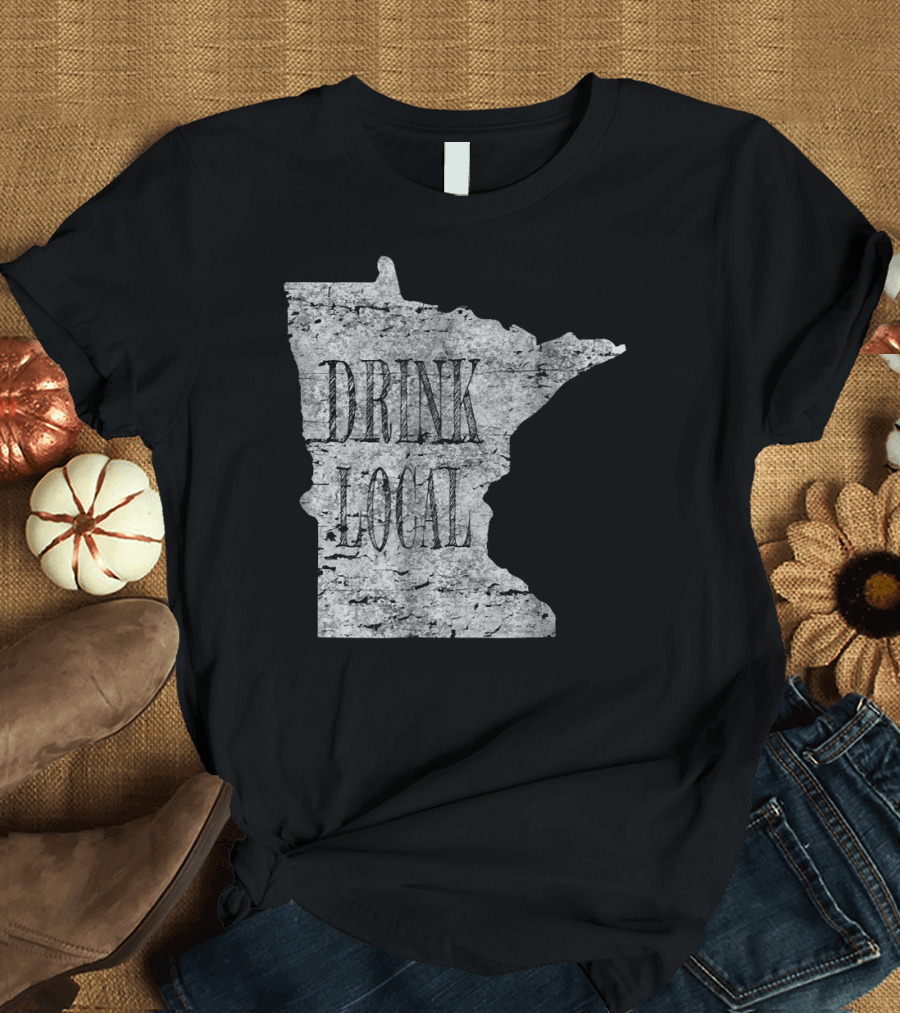Drink Local Craft Beer Minnesota Vintage State Outline T-Shirt