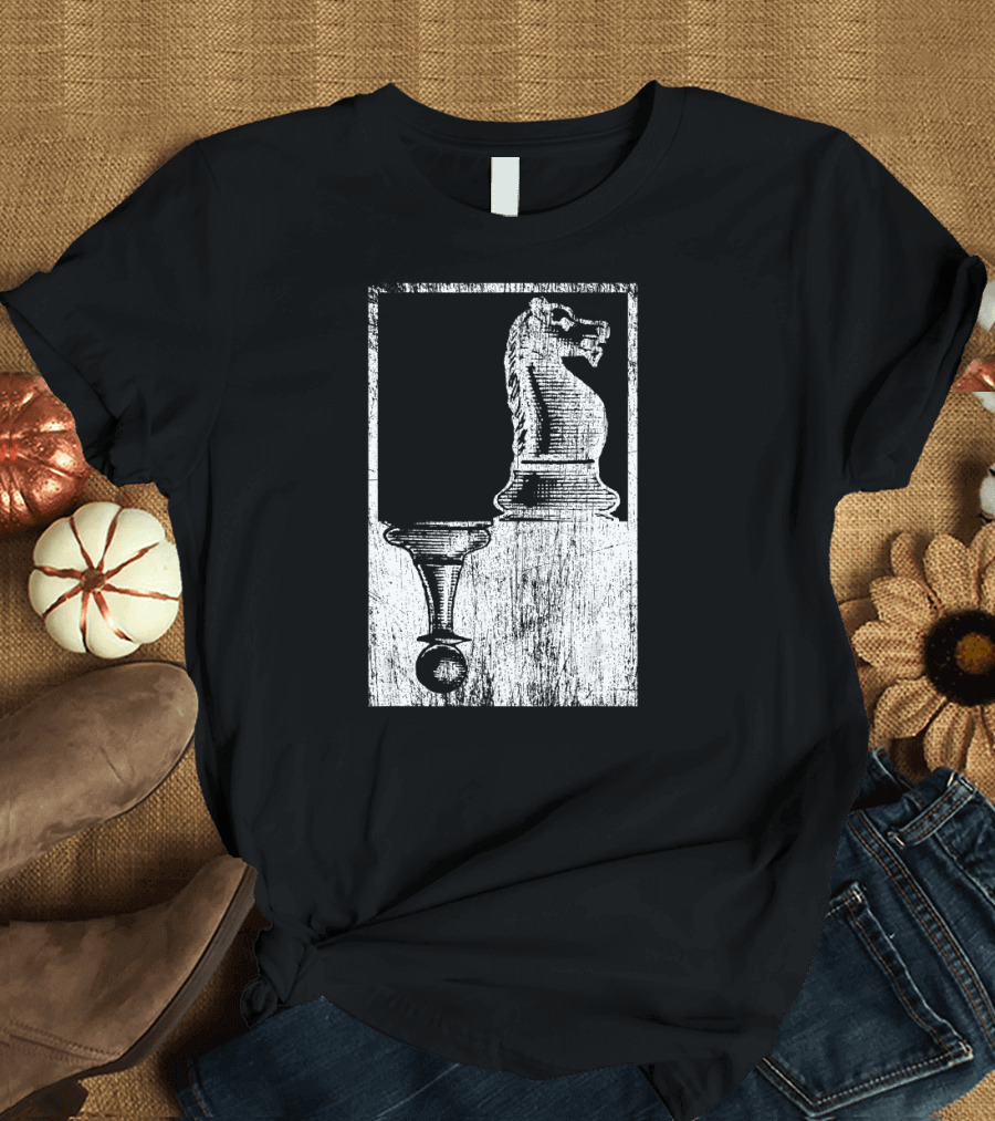 Vintage Pawn and Knight Chess Shadow T-Shirt
