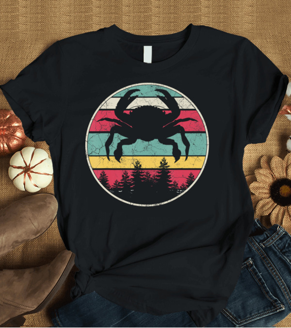 T-Shirt: 70's 80's Vintage Retro Crabber Stripes Forest T-Shirt 70's 80's Vintage Retro Crabber Stripes Forest T-Shirt