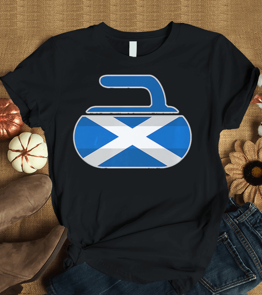 Vintage Scottish Flag Curling Stone Scotland T-Shirt