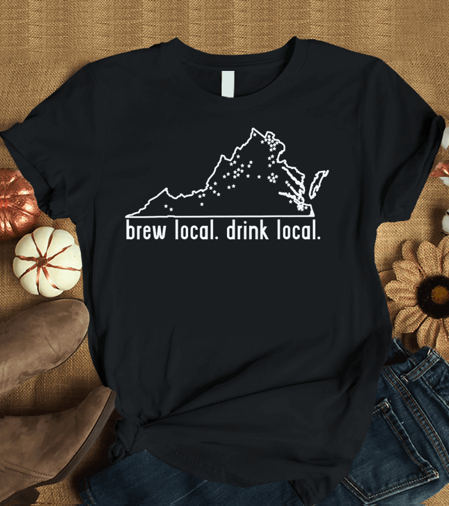 Virginia Brewery Map Brew Local Drink Local Craft Beer Grap T-Shirt