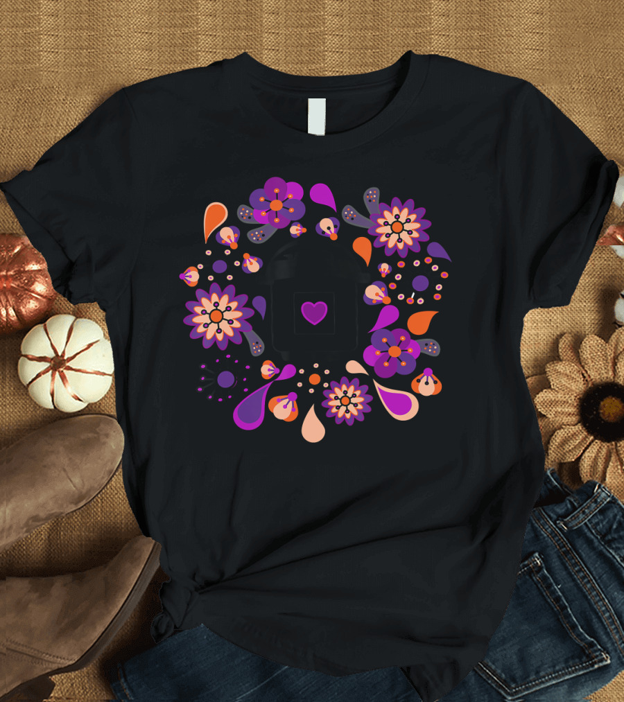 Floral Whimsical Instant Pressure Cooker Heart Motif T-Shirt