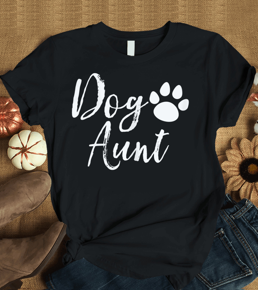 Dog Aunt Paw Print Funny Auntie T-Shirt