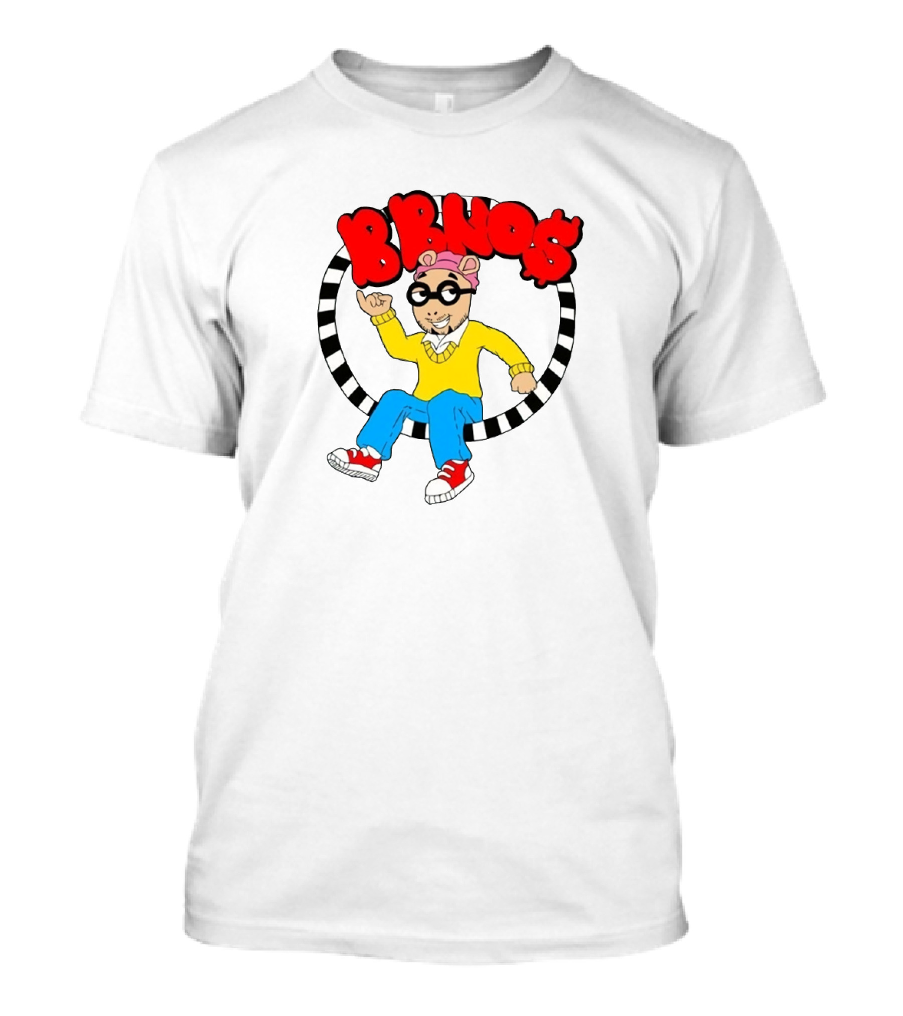 BBNO$ Arthur Style Character With Red Sneakers And Yellow T-Shirt