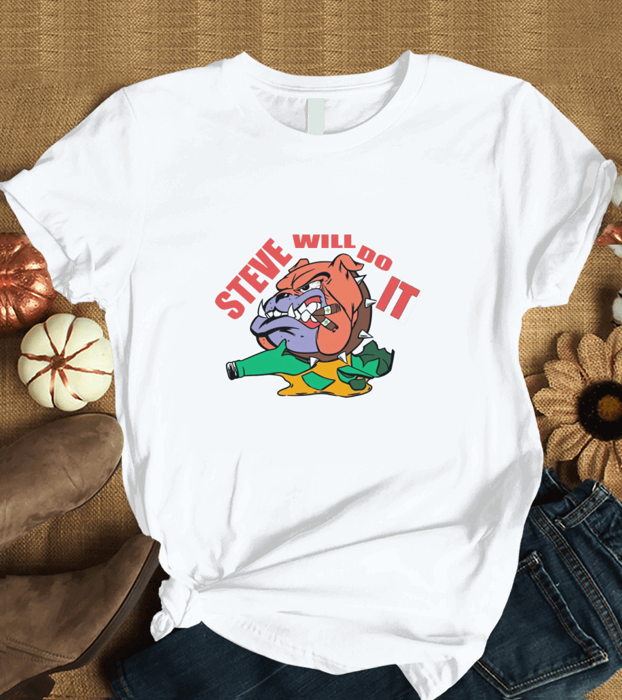 STEVE WILL DO IT Angry Alligator with Broken Bottle T-Shirt
