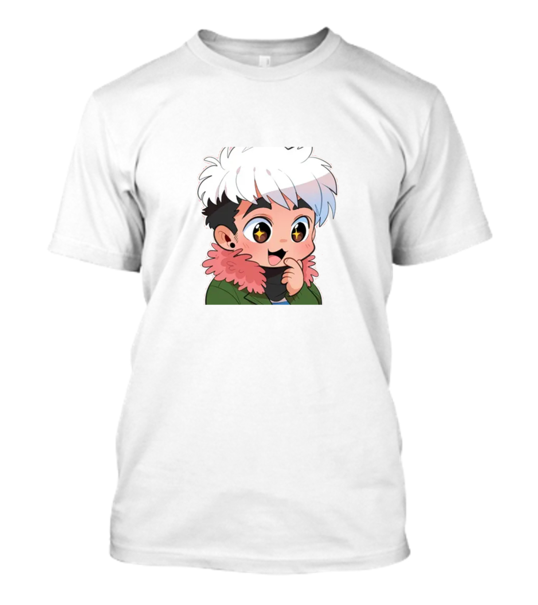 Derkslurp Anime Style Character With Star Eyes And Fluffy Hair T-Shirt