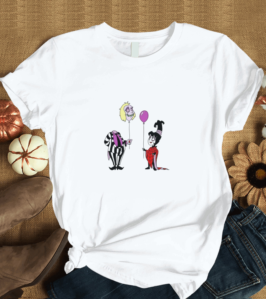 Beetlejuice Cartoon Duo with Balloons T-Shirt