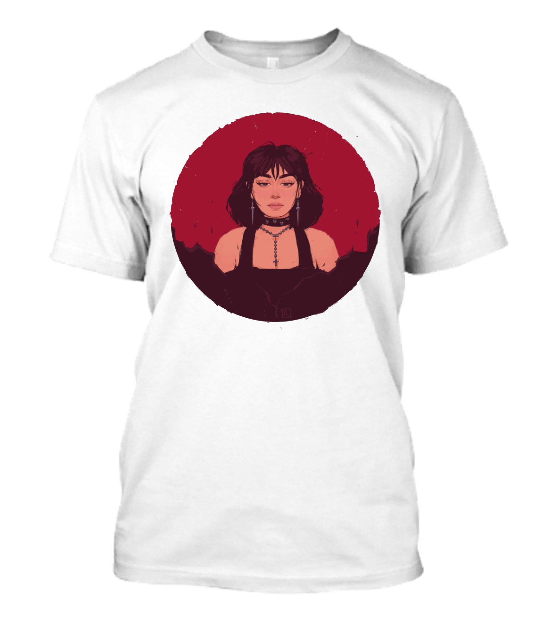 XCX Gothic Style Portrait With Cross Accessories T-Shirt