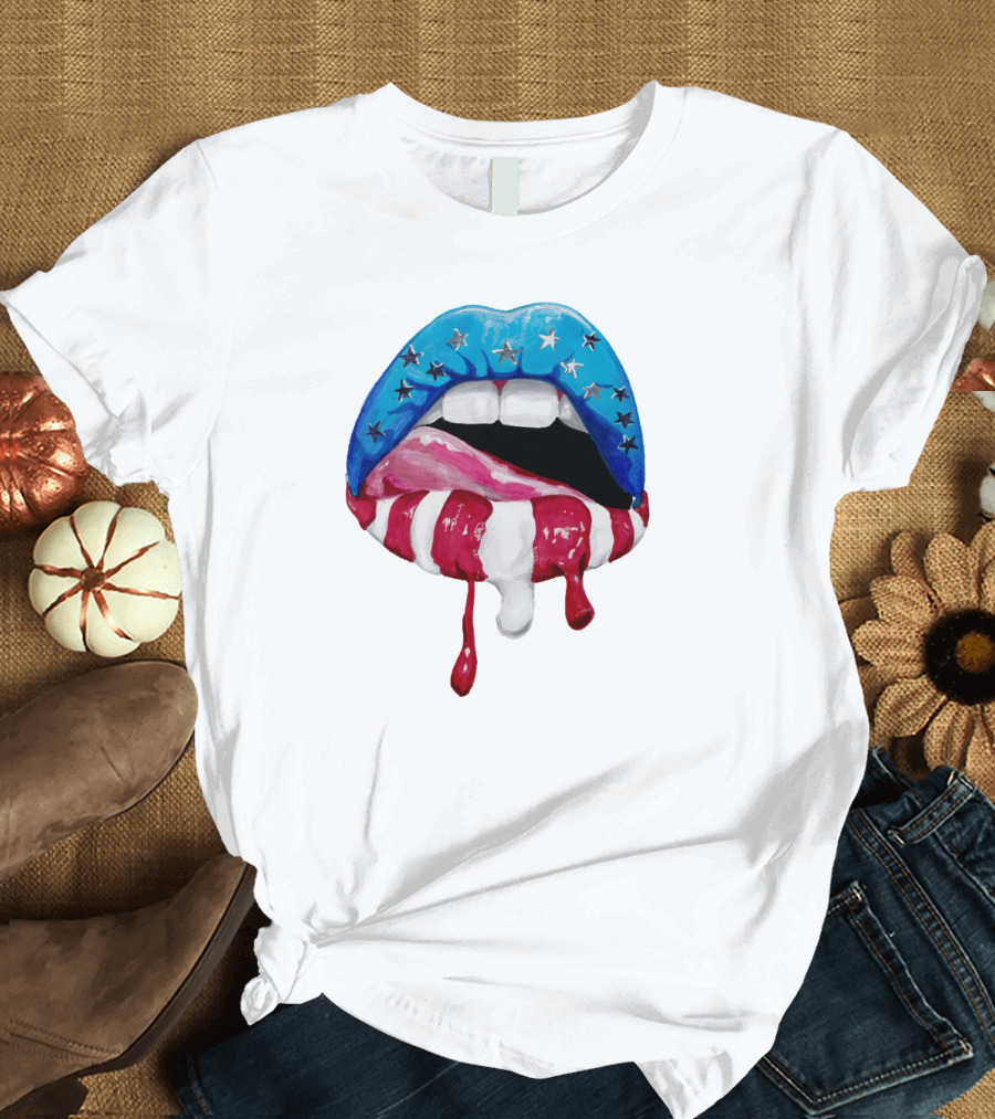 'Merica Lips Stars and Stripes USA Flag T-Shirt