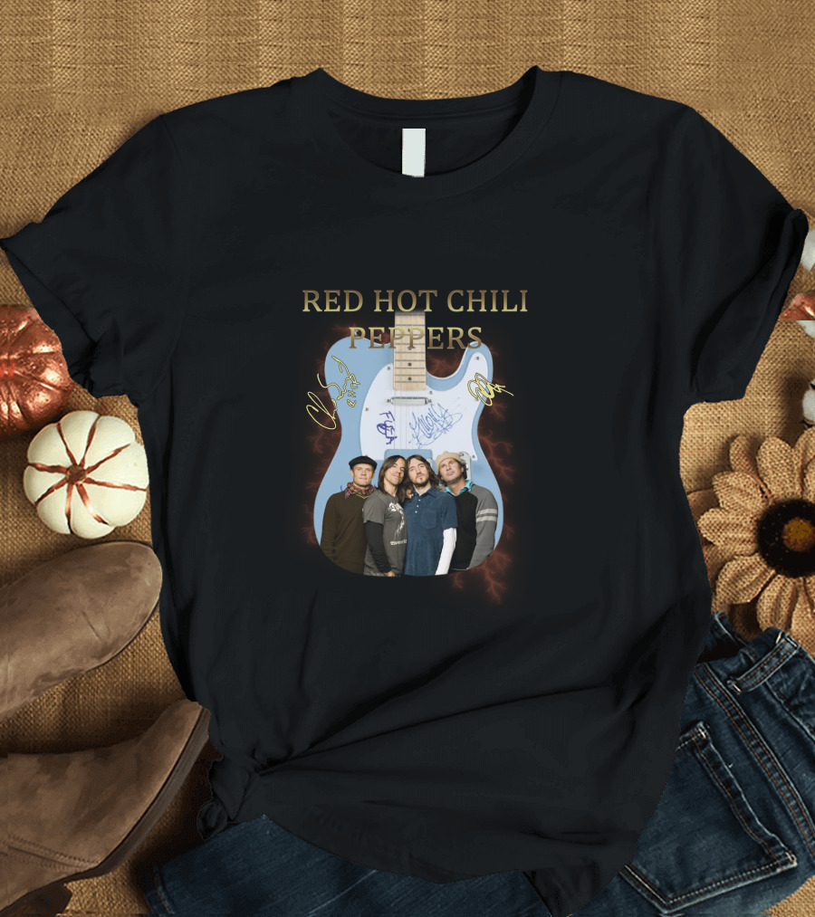 Red Hot Chili Peppers Guitar Signature Group Photo T-Shirt