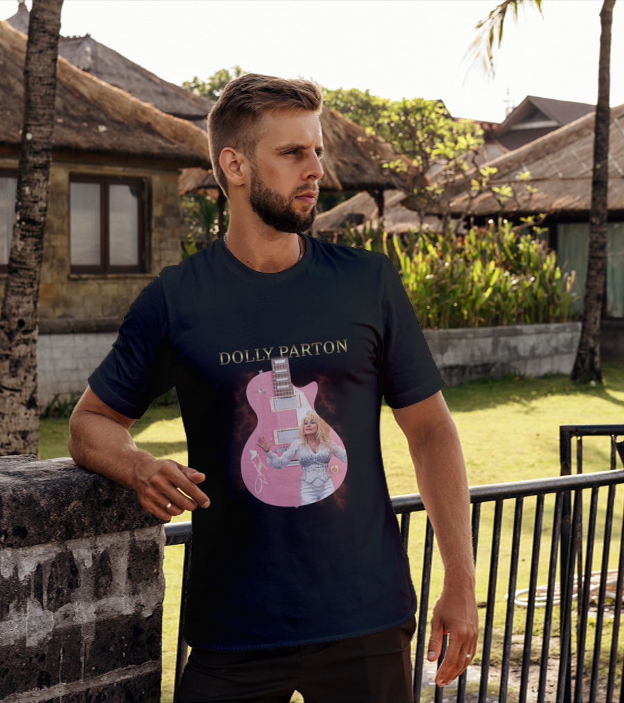 Dolly Parton Pink Guitar Signature T-Shirt