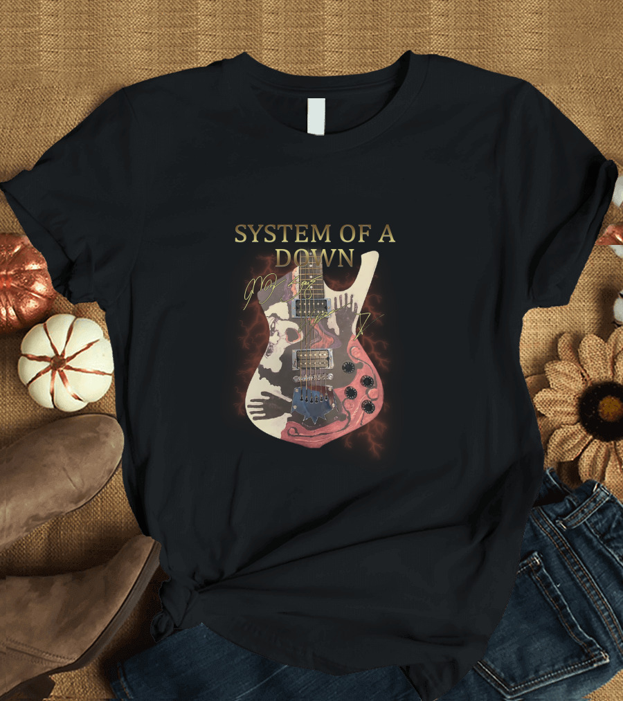 SYSTEM OF A DOWN SIGNATURE GUITAR WITH HANDS AND LIGHTNING T-Shirt