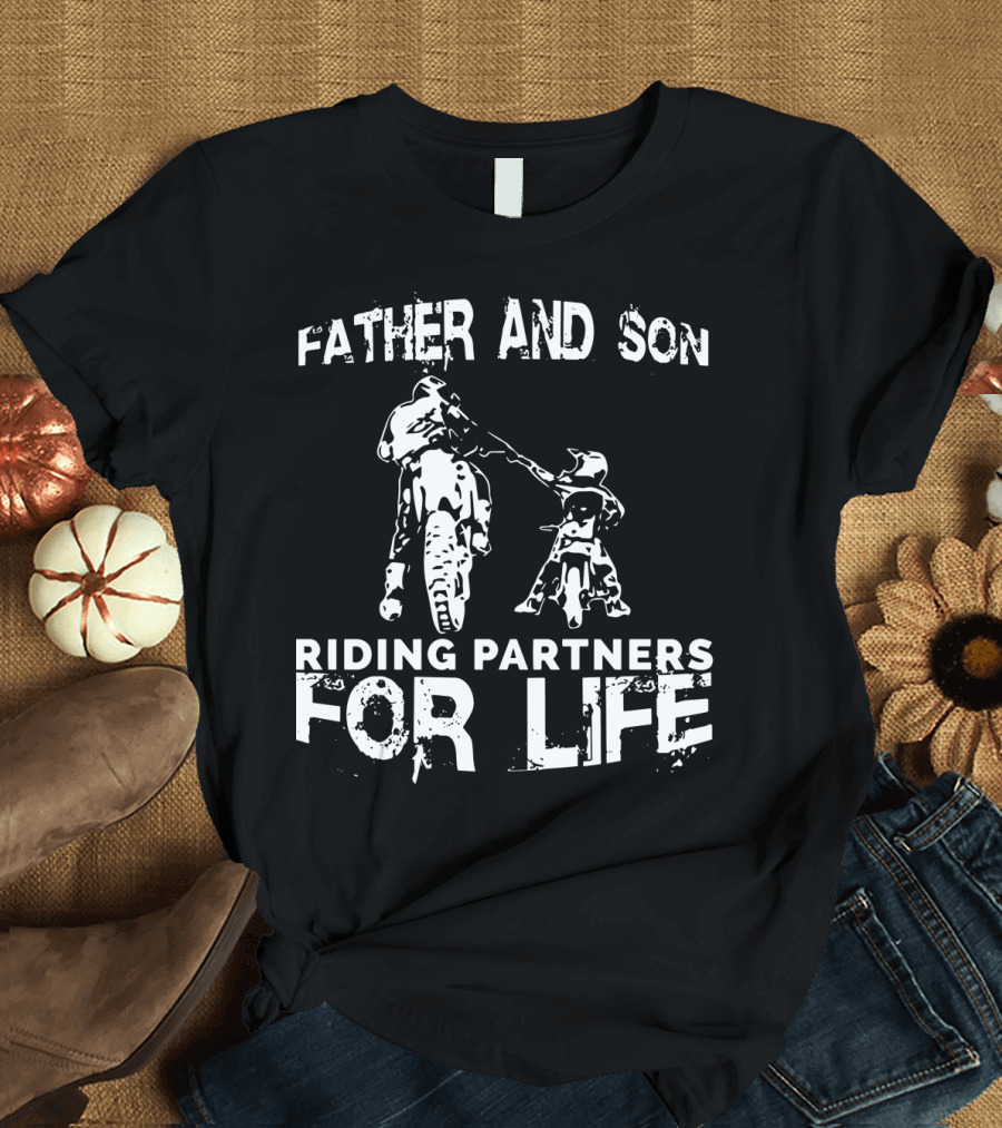 Father And Son Riding Partners For Life Motocross Embrace T-Shirt