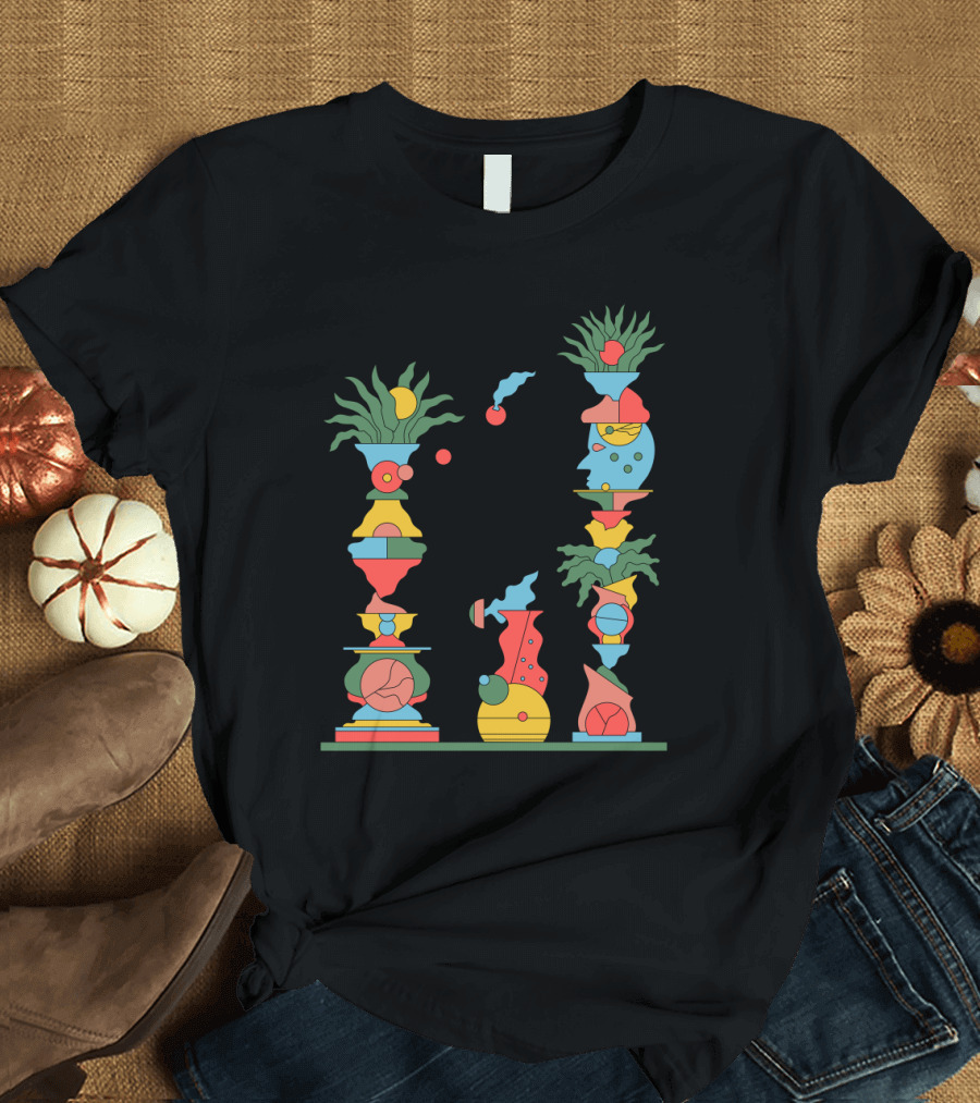 Sweet Talk Colorful Totemic Vase Abstraction T-Shirt