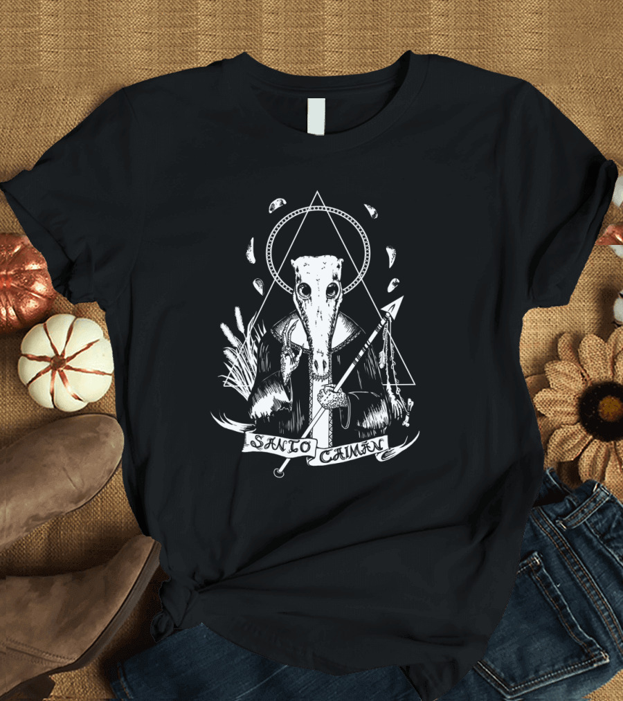 Sanlo Caiman Sacred Triangle Icon with Alligator Skull and Spear T-Shirt