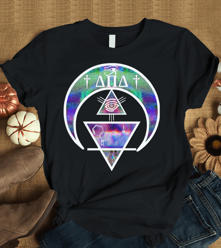 Psychedelic All-Seeing Eye Awakening with DNA Symbols and Crosses T-Shirt