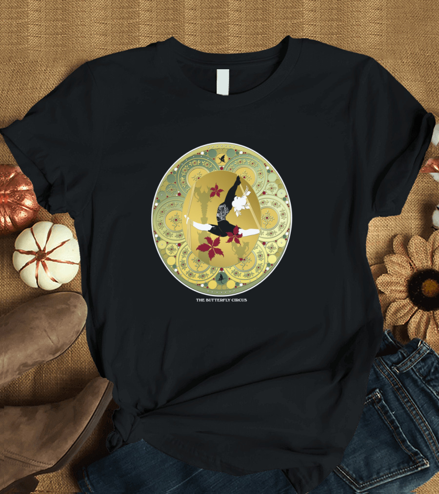 The Butterfly Circus Lenormand Flowers Art Nouveau Acrobatic Floral Mandala T-Shirt