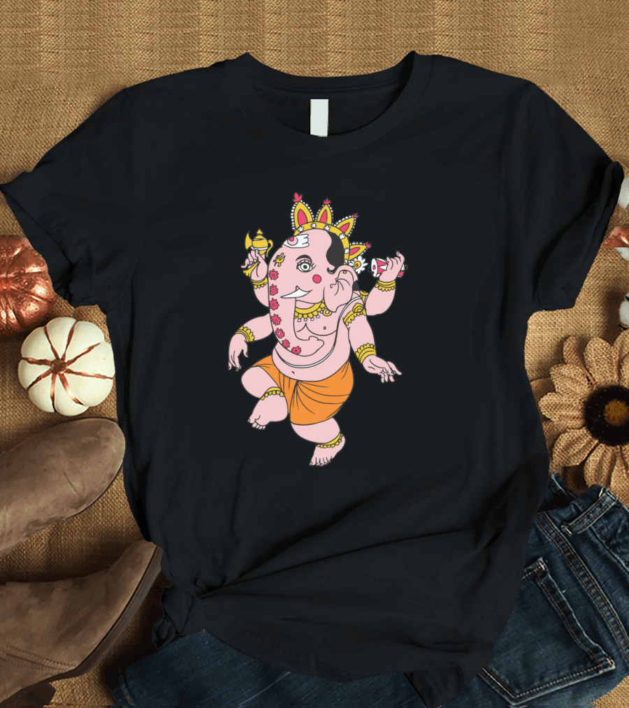 Ganesha Dance Hindu Deity Iconic Representation Om T-Shirt
