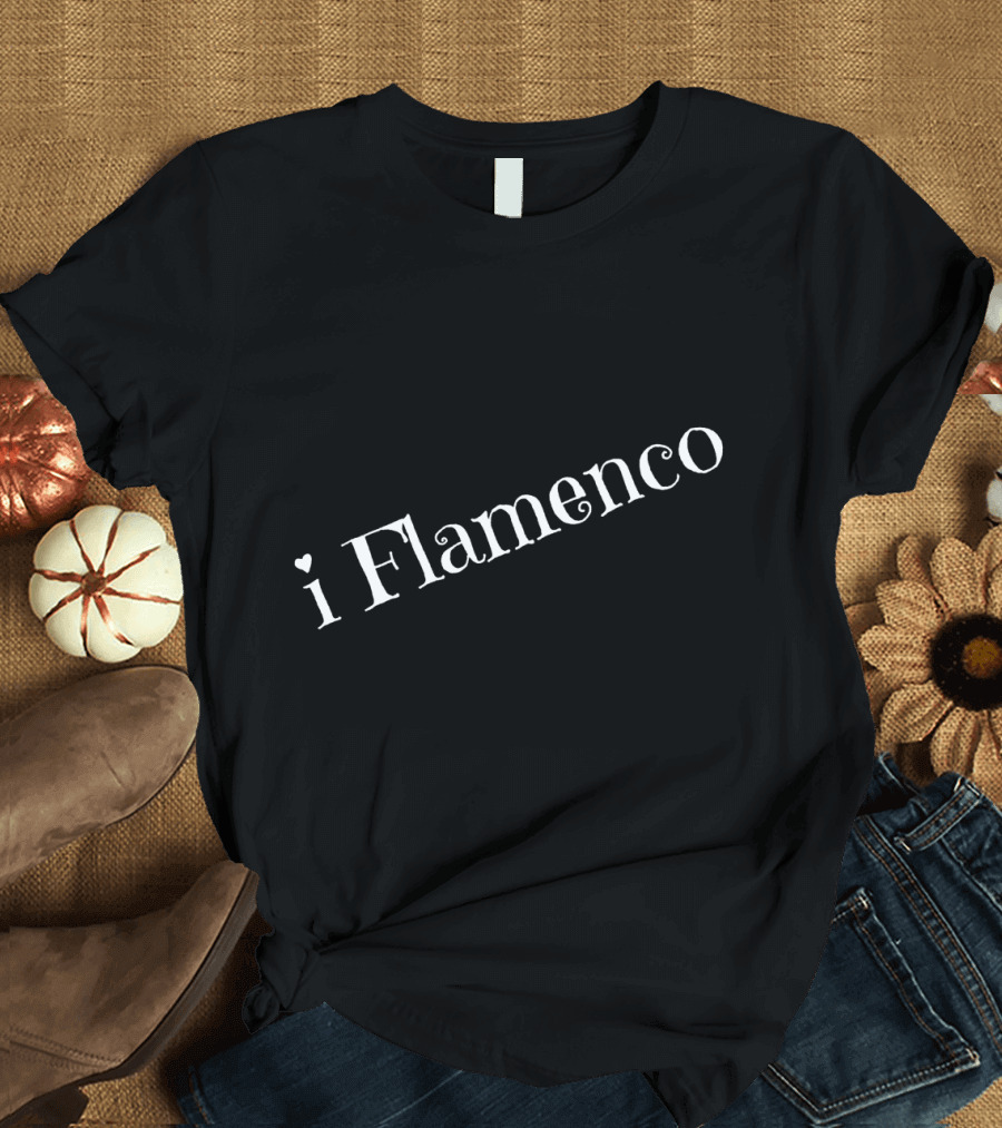 i Flamenco Heart Symbol White Text Diagonal T-Shirt
