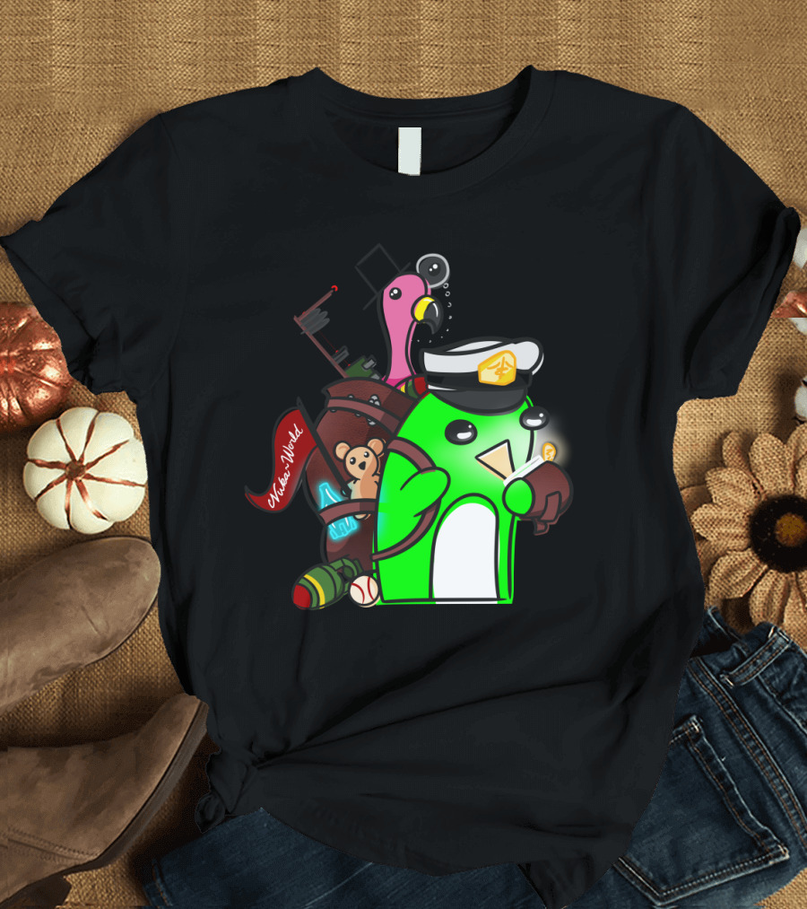 Penguin Wanderer Waka Waka World with Bear, Flamingo and Toy Soldier Adventure T-Shirt