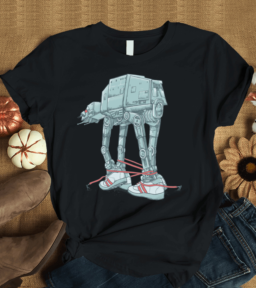 AT A TIE: Sci-Fi Walker in Retro Sneakers Tied with Laces T-Shirt