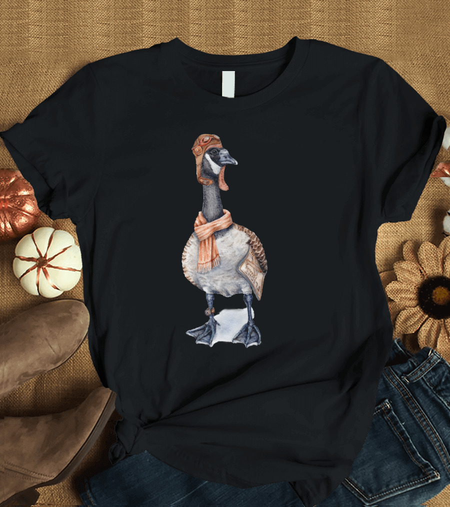 Aviator Goose Vintage Pilot-Inspired Animal T-Shirt