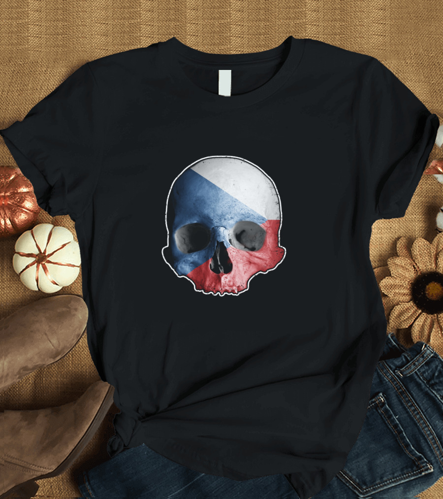 Czech Republic Flag Skull T-Shirt