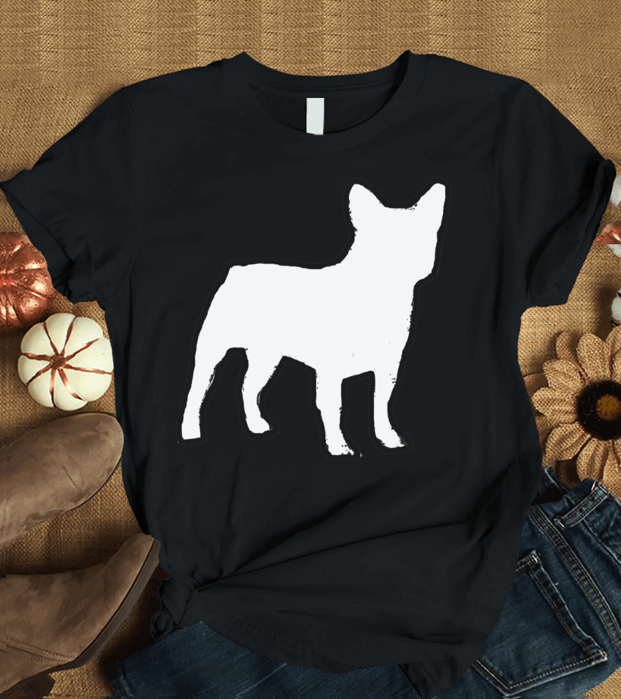 French Bulldog Silhouette White Outline T-Shirt