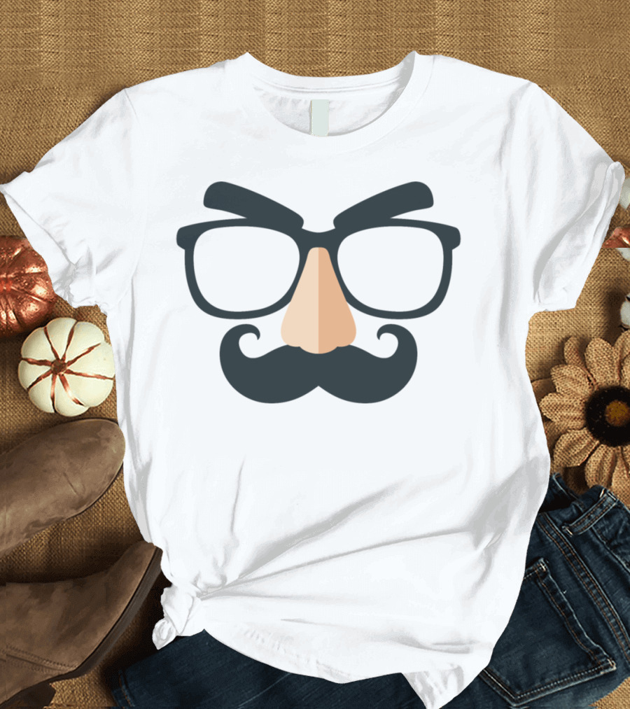 Disguise Mask with Glasses Nose Mustache T-Shirt