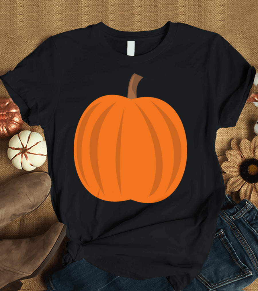 Plain Pumpkin Icon Autumn Harvest Orange Squash T-Shirt