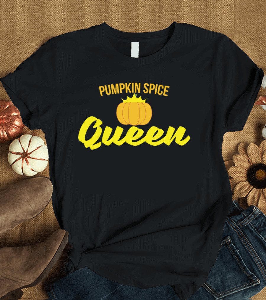 Pumpkin Spice Queen Text with Crowned Pumpkin T-Shirt
