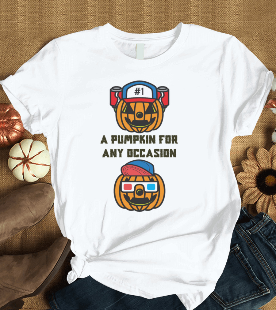 1 Pumpkin for Any Occasion Carved Halloween Pumpkin Lovers with 3D Glasses T-Shirt