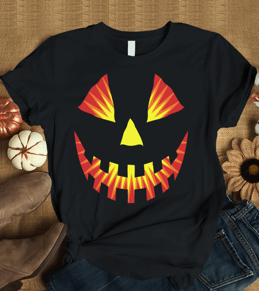 Pumpkin Head Flex Grinning Jack-O'-Lantern Face With Sharp Teeth T-Shirt