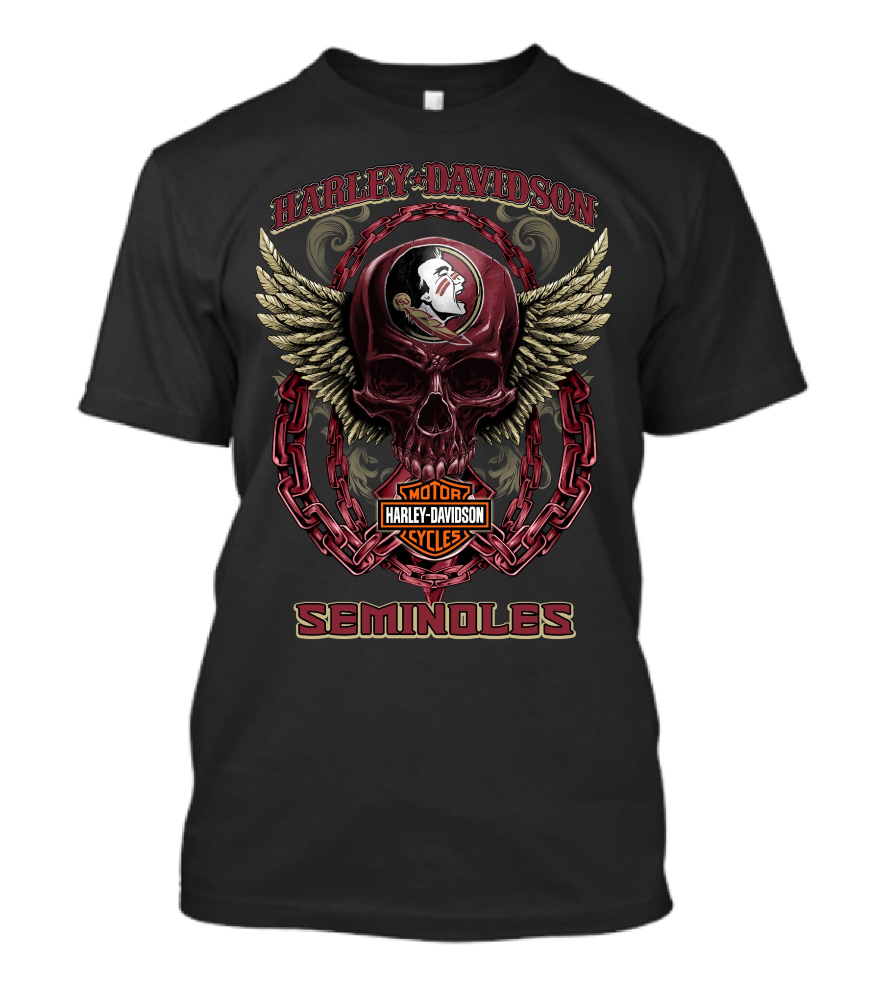 Harley Davidson Motor Cycles Seminoles Skull T-Shirt