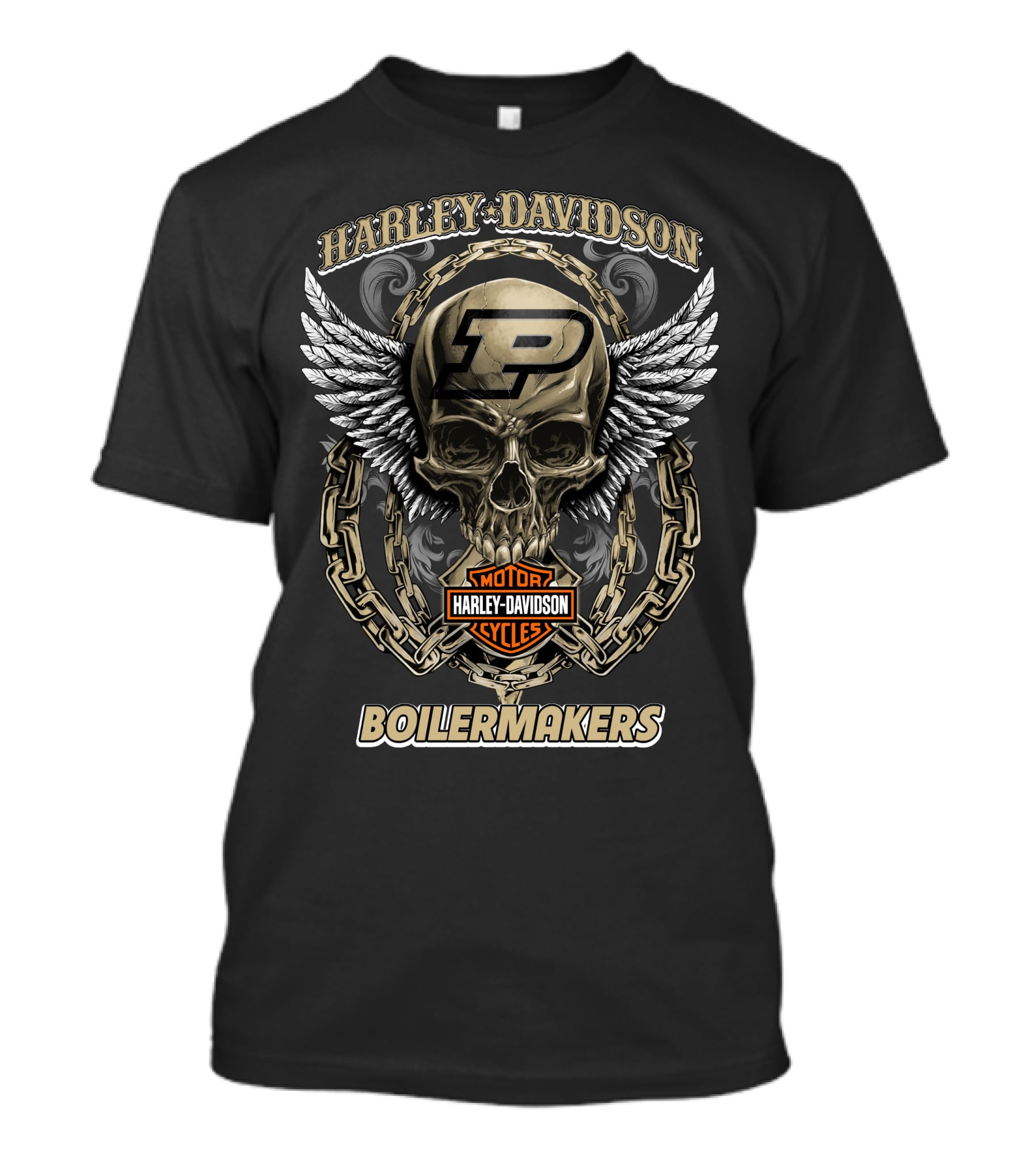 Harley Davidson Purdue Boilermakers Motorcycles Skull T-Shirt