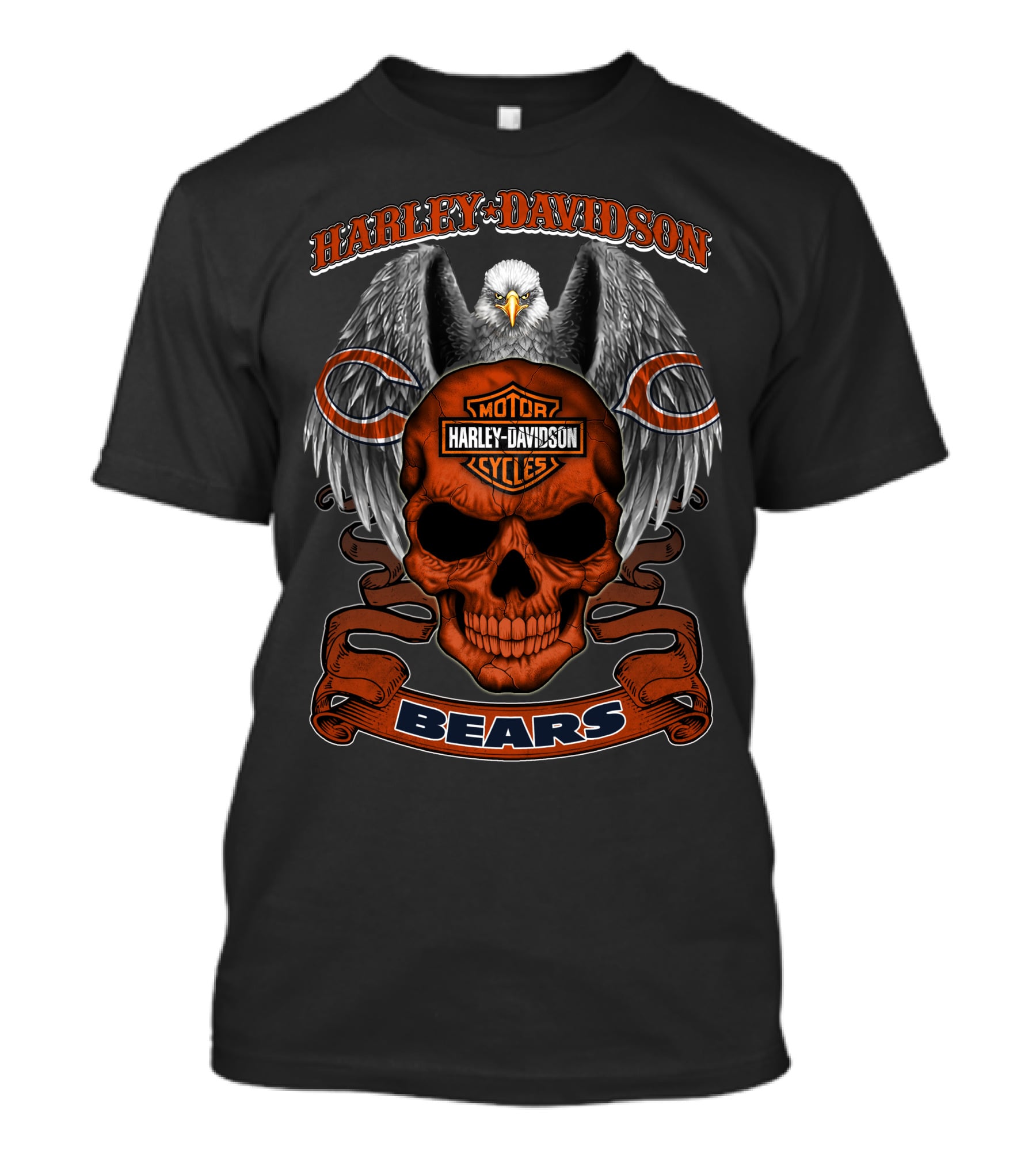 Harley Davidson Motor Cycles Eagle Skull Bears T-Shirt
