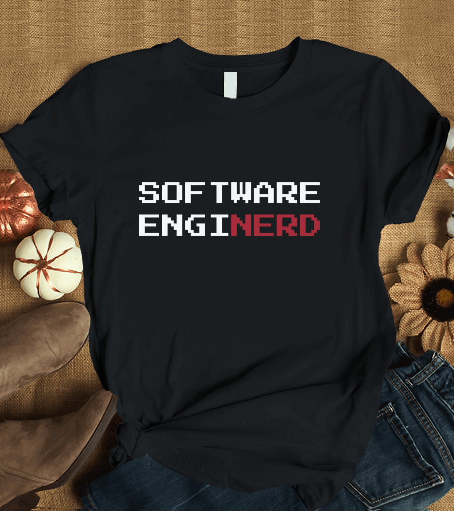 Humorous Software EngiNerd Pixel Font Mashup T-Shirt