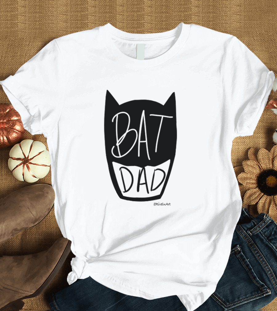 Bat Dad Comic Style Hero Mask Design by RivellaArt T-Shirt