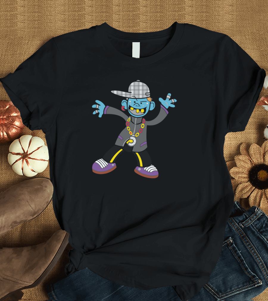 HipHop Dancer with Cartoon Character in Urban Streetwear T-Shirt