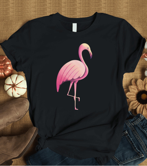 T-Shirt: Tropical Flamingo Bird Wildlife Illustration in Pink Tones T-Shirt Tropical Flamingo Bird Wildlife Illustration in Pink Tones T-Shirt