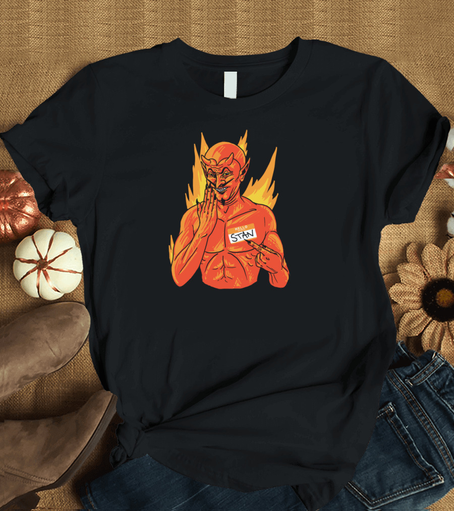 Hello Stan Demon Nametag Fiery Mischief T-Shirt