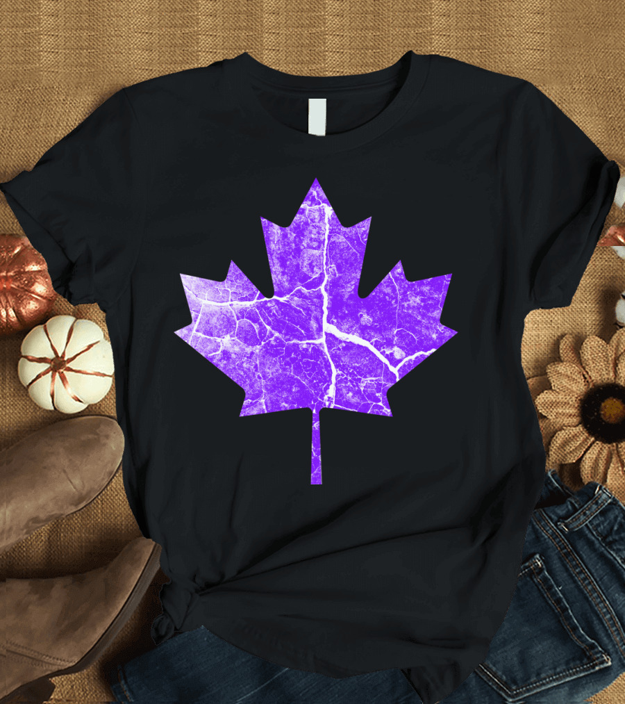 Violet Distressed Maple Leaf Canada T-Shirt