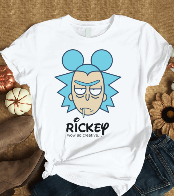 T-Shirt: Rickey Wow So Creative Parody Mashup with Iconic Blue Hair and Ears T-Shirt Rickey Wow So Creative Parody Mashup with Iconic Blue Hair and Ears T-Shirt